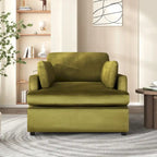 Green 37 Accent Chair with Plastic Legs and Decorative Pillows