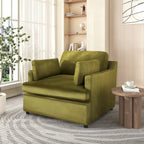 Green 37 Accent Chair with Plastic Legs and Decorative Pillows