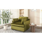 Green 37 Accent Chair with Plastic Legs and Decorative Pillows