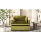 Green 37 Accent Chair with Plastic Legs and Decorative Pillows