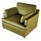 Green 37 Accent Chair with Plastic Legs and Decorative Pillows