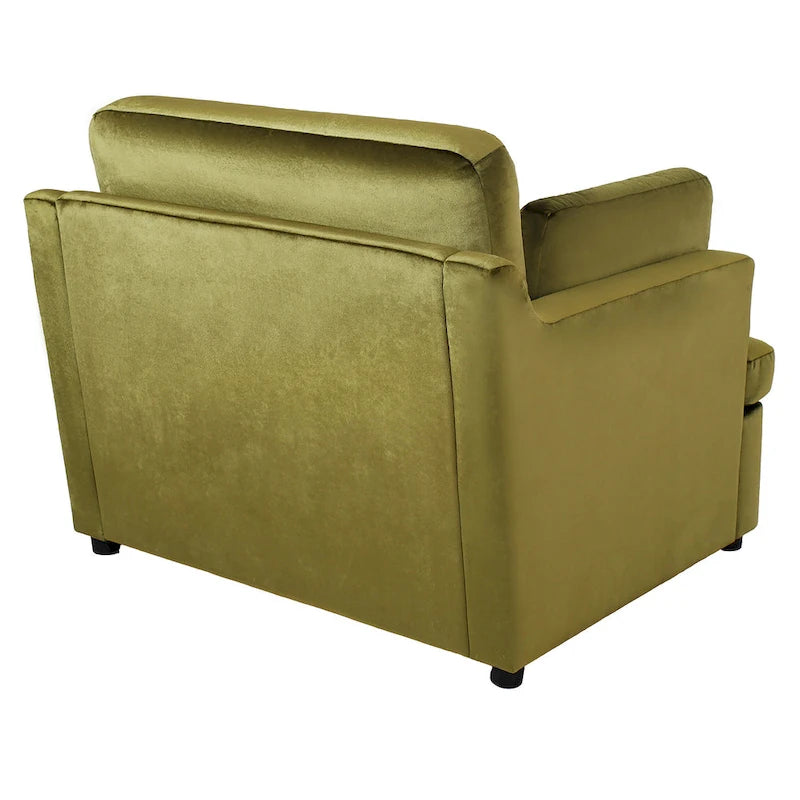 Green 37 Accent Chair with Plastic Legs and Decorative Pillows