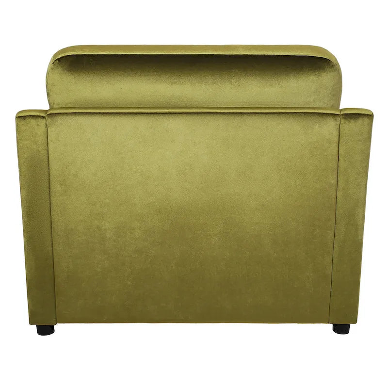 Green 37 Accent Chair with Plastic Legs and Decorative Pillows