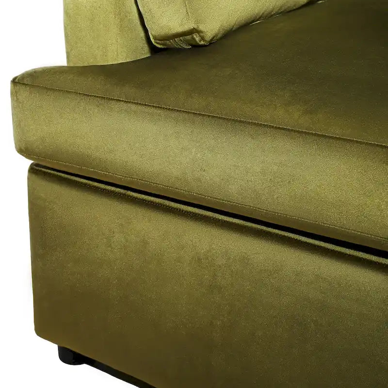 Green 37 Accent Chair with Plastic Legs and Decorative Pillows