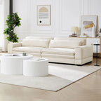 Beige Modern 104.7 Large Fabric Sofa with Lumbar Pillows