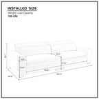 Beige Modern 104.7 Large Fabric Sofa with Lumbar Pillows