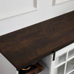 White 59.13 Fireplace TV Stand with Sliding Glass Doors and Storage Shelf for TVs Up to 65