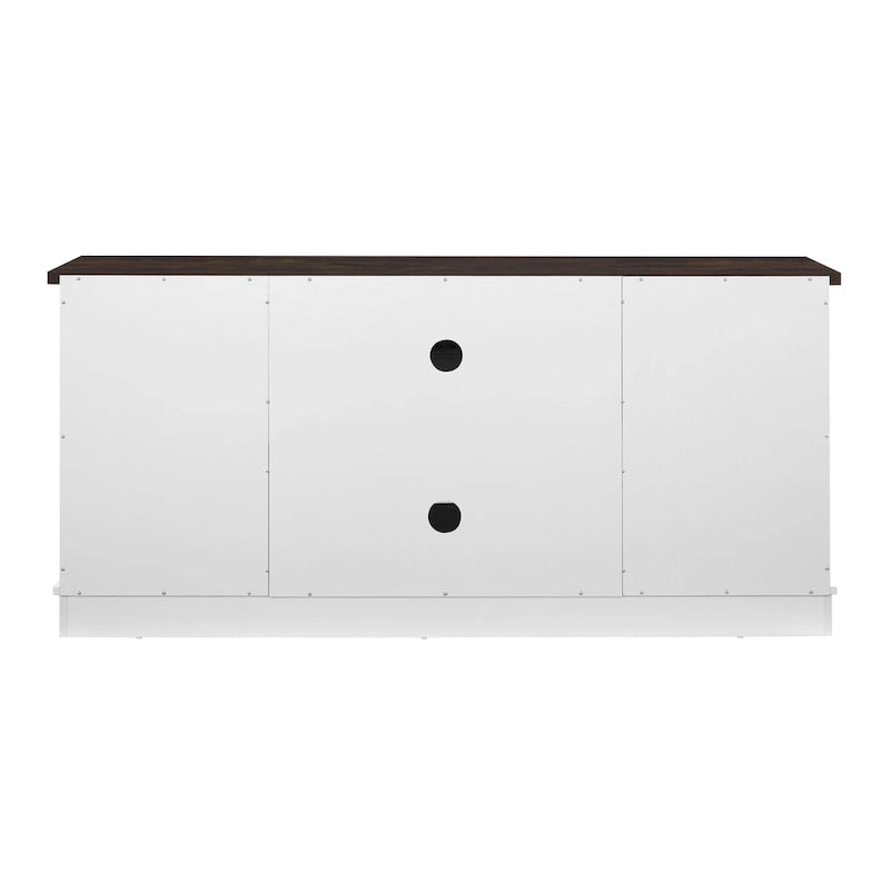White 59.13 Fireplace TV Stand with Sliding Glass Doors and Storage Shelf for TVs Up to 65