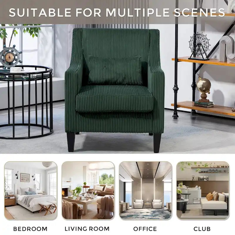 Emerald Modern 26.8 Arm Chair with Rubber Wood Legs