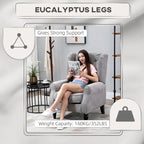 Button-Tufted Accent Chair with High Wingback, Rounded Cushioned Armrests and Thick Padded Seat, Grey