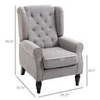Button-Tufted Accent Chair with High Wingback, Rounded Cushioned Armrests and Thick Padded Seat, Grey