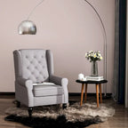 Button-Tufted Accent Chair with High Wingback, Rounded Cushioned Armrests and Thick Padded Seat, Grey