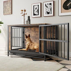 Dog Crate Furniture,Wooden Dog Crate Table,38.9 Dog Kennel with 2 Sliding Doors and Thick Iron Door Frame,Decorative Pet House