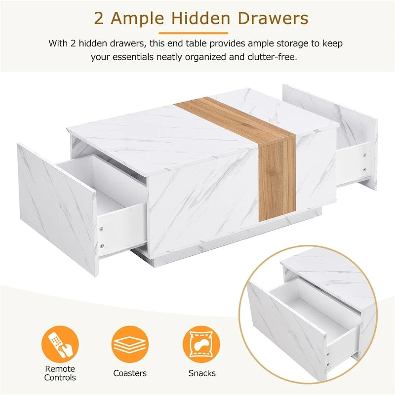 Coffee Table with 2 Storage Drawers and Wood Grain Finish