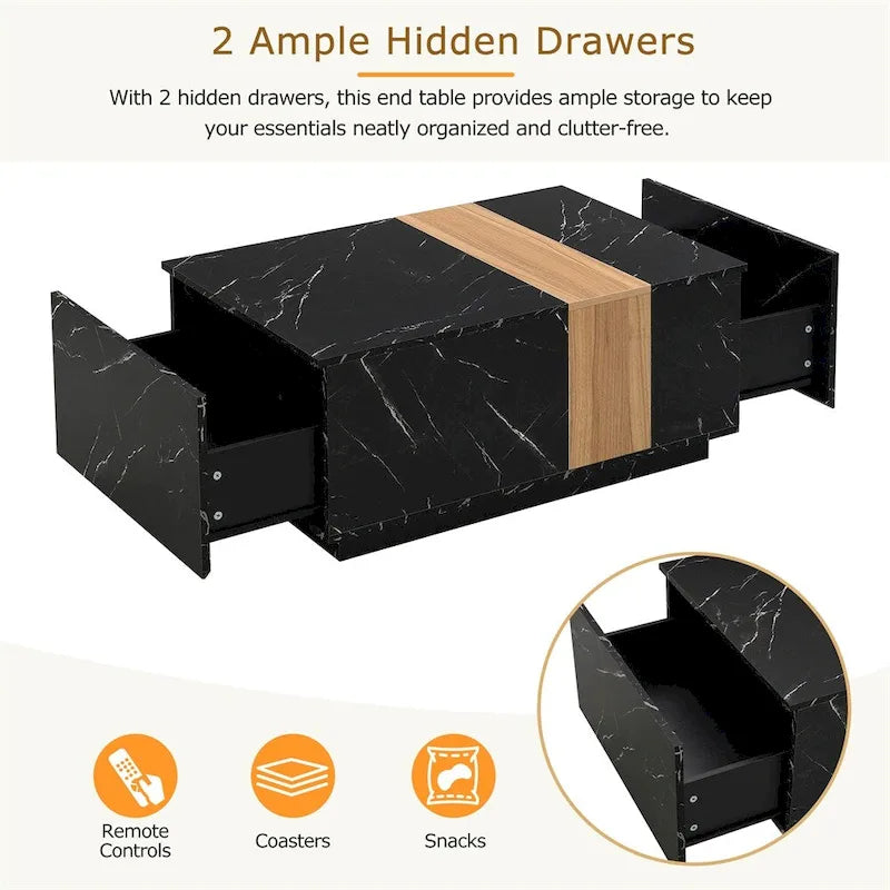 Coffee Table with 2 Storage Drawers and Wood Grain Finish