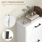 Slim Shoe Cabinet, Trendy Shoe Storage Cabinet with 3 Large Fold-Out Drawers & a Spacious Top Surface for Small Items, White