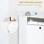 Slim Shoe Cabinet, Trendy Shoe Storage Cabinet with 3 Large Fold-Out Drawers & a Spacious Top Surface for Small Items, White