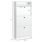 Slim Shoe Cabinet, Trendy Shoe Storage Cabinet with 3 Large Fold-Out Drawers & a Spacious Top Surface for Small Items, White