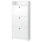 Slim Shoe Cabinet, Trendy Shoe Storage Cabinet with 3 Large Fold-Out Drawers & a Spacious Top Surface for Small Items, White