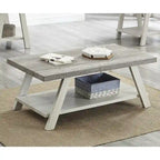 Contemporary Two-Tone Wood Shelf Coffee Table in Weathered for Living Room