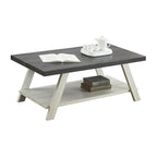 Contemporary Two-Tone Wood Shelf Coffee Table in Weathered for Living Room