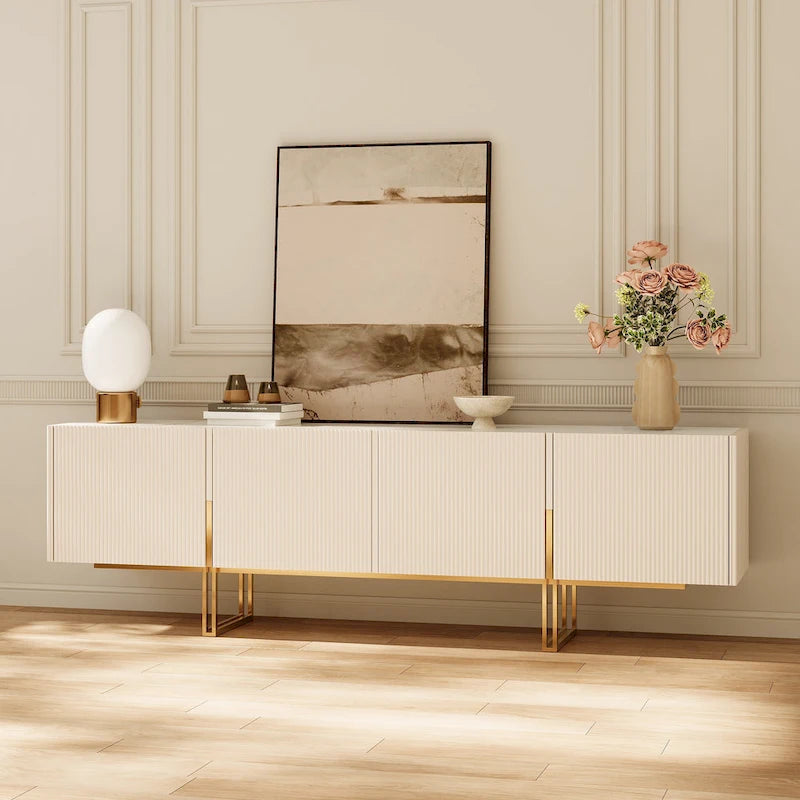 78.7 TV Stand, Entertainment Center with Faux Marble Top