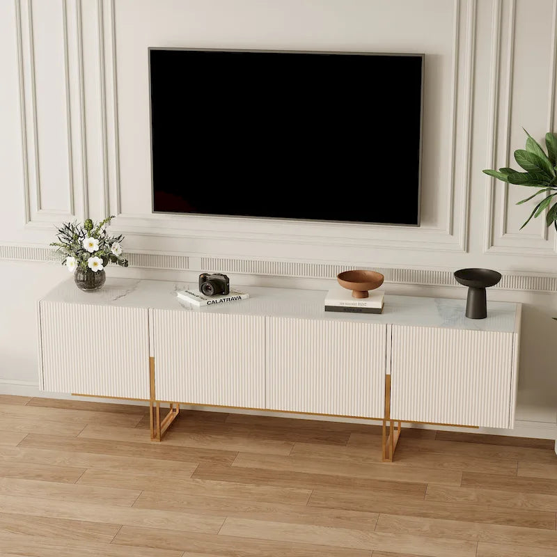 78.7 TV Stand, Entertainment Center with Faux Marble Top