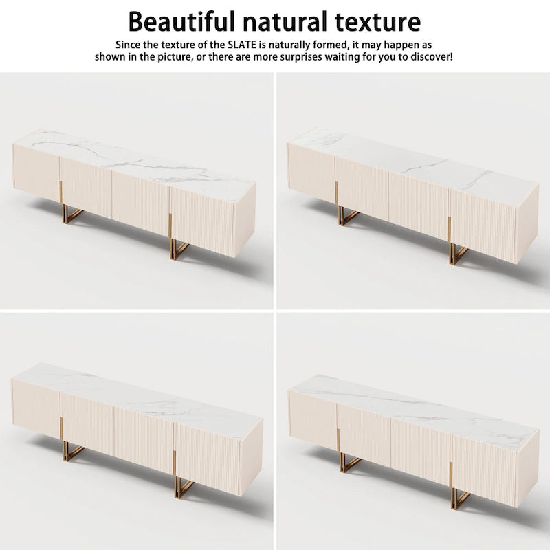 78.7 TV Stand, Entertainment Center with Faux Marble Top