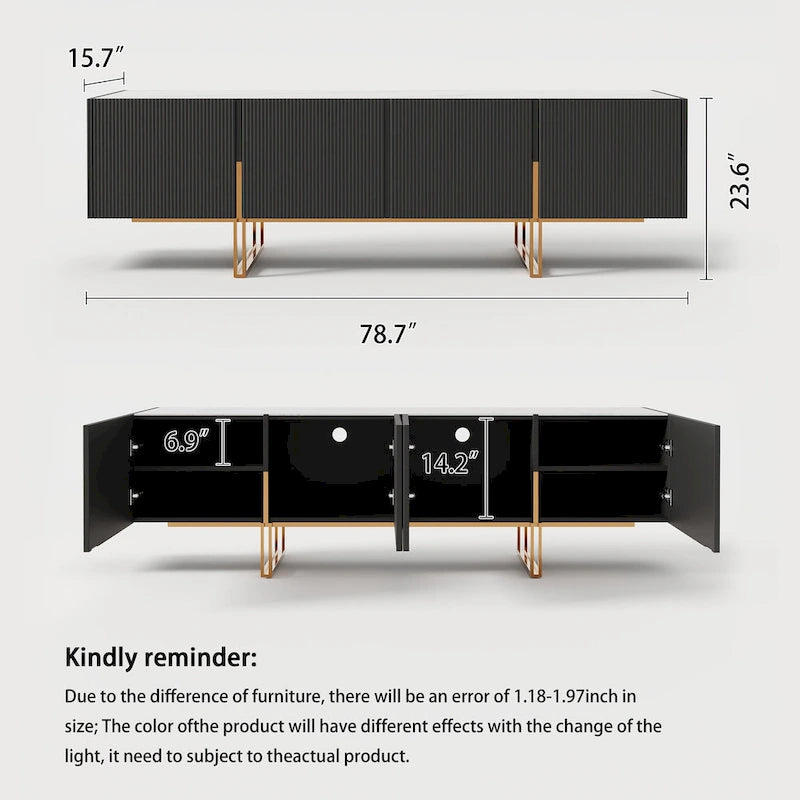 78.7 TV Stand, Entertainment Center with Faux Marble Top