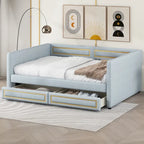 Full Size Upholstery Daybed with Two Storage Drawers