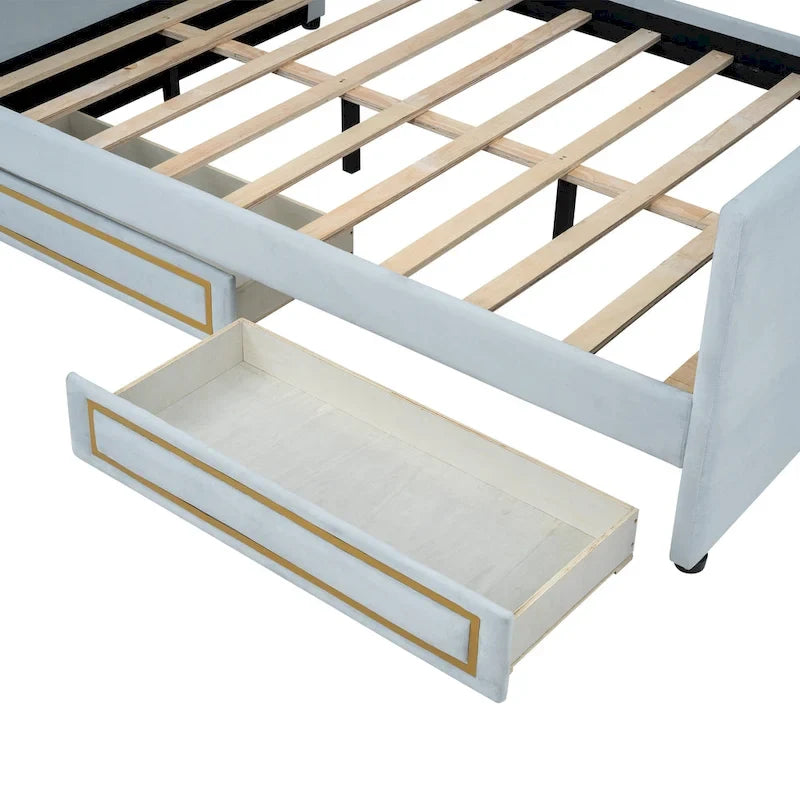 Full Size Upholstery Daybed with Two Storage Drawers