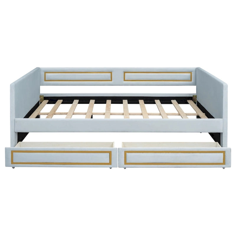 Full Size Upholstery Daybed with Two Storage Drawers