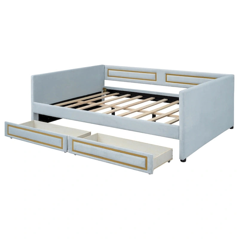 Full Size Upholstery Daybed with Two Storage Drawers