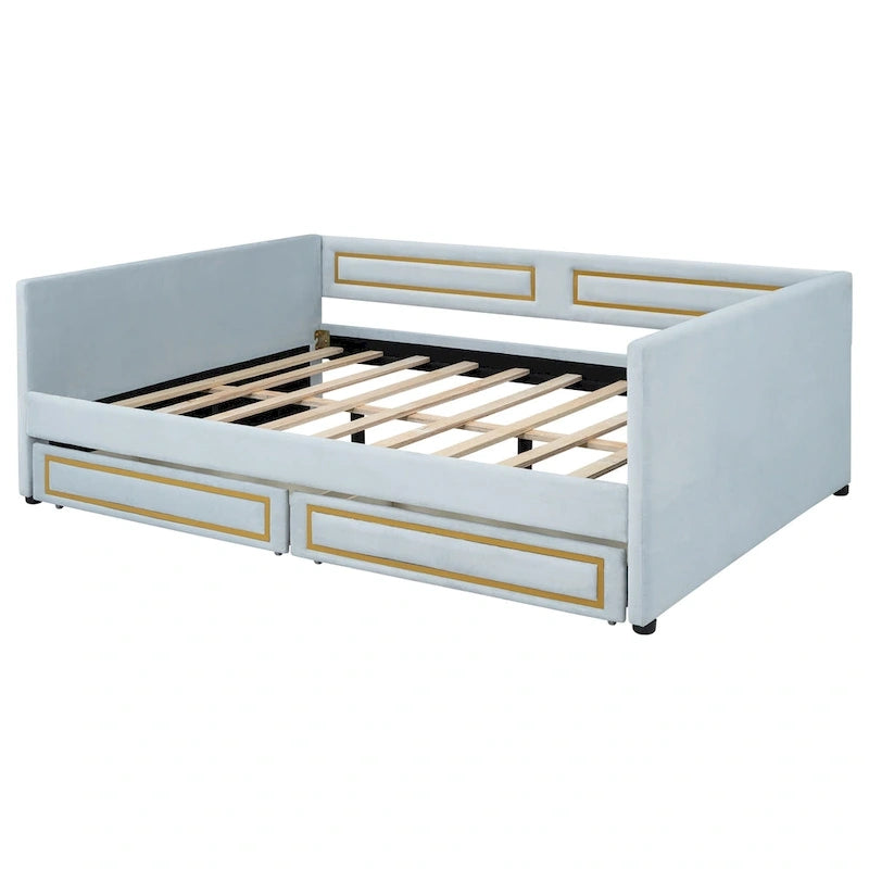 Full Size Upholstery Daybed with Two Storage Drawers