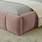 King Size Upholstered Bed Frame with Chenille Fabric, Sturdy Platform Bed Featuring Headboard and Solid Wood Frame