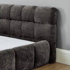 King Size Upholstered Bed Frame with Chenille Fabric, Sturdy Platform Bed Featuring Headboard and Solid Wood Frame