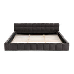 King Size Upholstered Bed Frame with Chenille Fabric, Sturdy Platform Bed Featuring Headboard and Solid Wood Frame