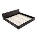 King Size Upholstered Bed Frame with Chenille Fabric, Sturdy Platform Bed Featuring Headboard and Solid Wood Frame