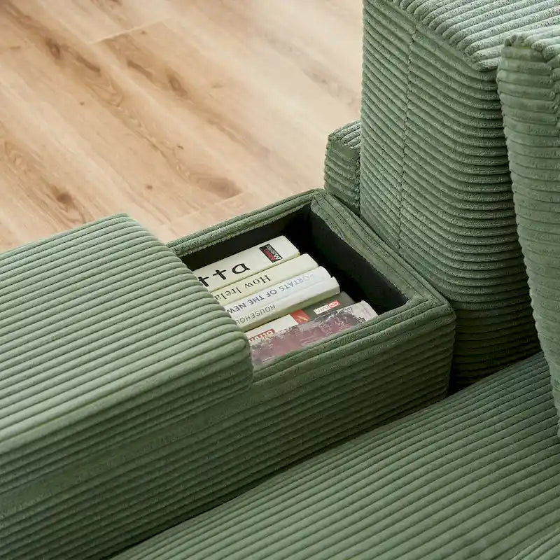GDFStudio - Emerson Modular Corduroy 3-Seater Sofa with Storage and Customizable Design