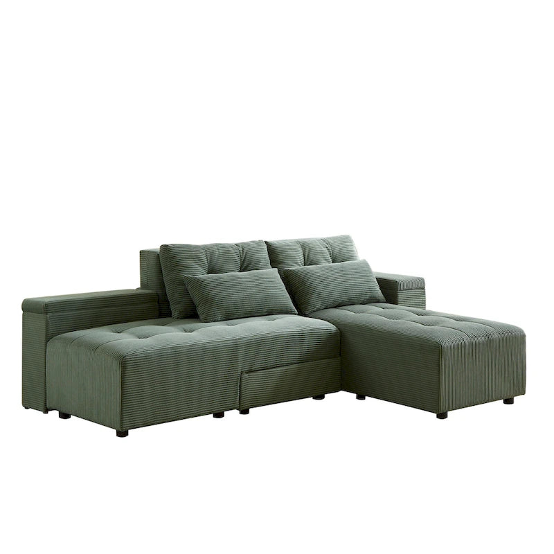 GDFStudio - Emerson Modular Corduroy 3-Seater Sofa with Storage and Customizable Design