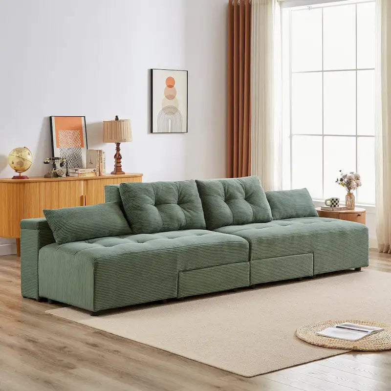 GDFStudio - Emerson Modular Corduroy 3-Seater Sofa with Storage and Customizable Design