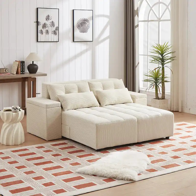 GDFStudio - Emerson Modular Corduroy 3-Seater Sofa with Storage and Customizable Design