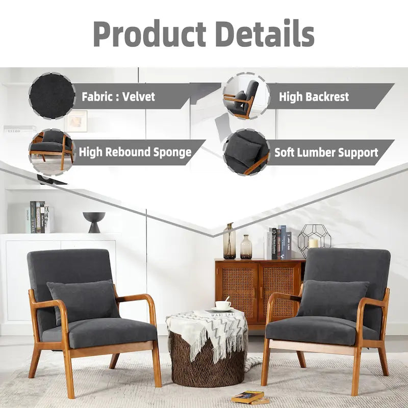 GDFStudio - Olivia Velvet Upholstered Accent Chair with Solid Wood Frame and Comfortable Cushion