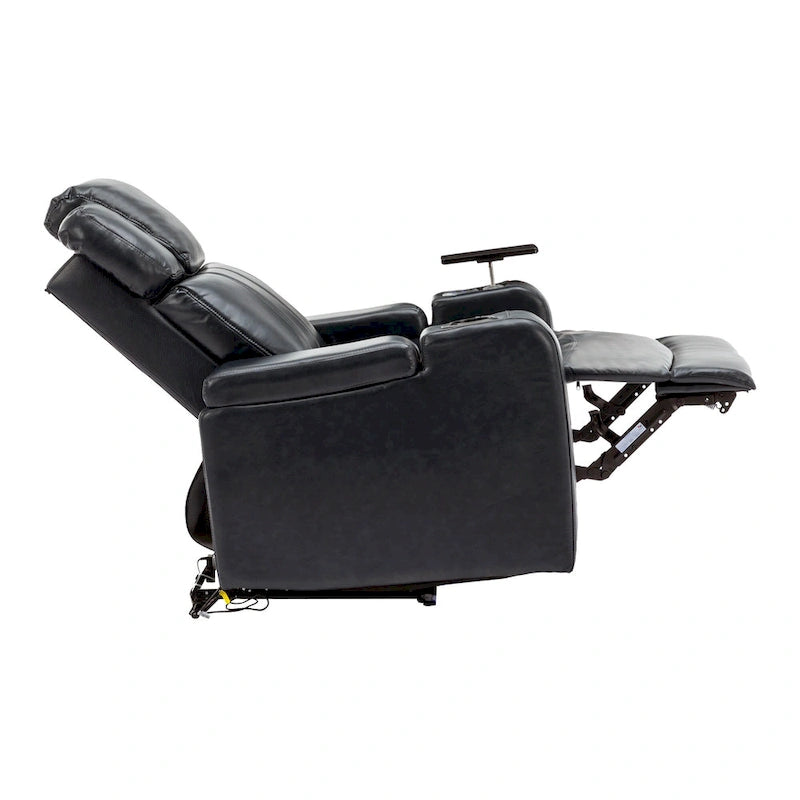 PU Leather Power Recliner Individual Seat Home Theater Recliner with Cooling Cup Holder, Bluetooth Speaker, LED Lights,USB Ports