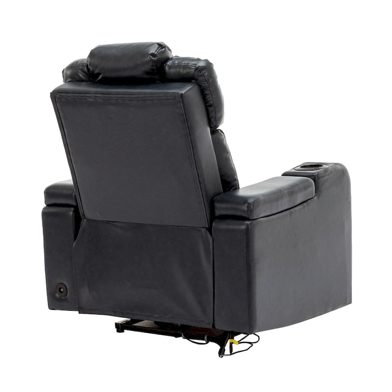 PU Leather Power Recliner Individual Seat Home Theater Recliner with Cooling Cup Holder, Bluetooth Speaker, LED Lights,USB Ports