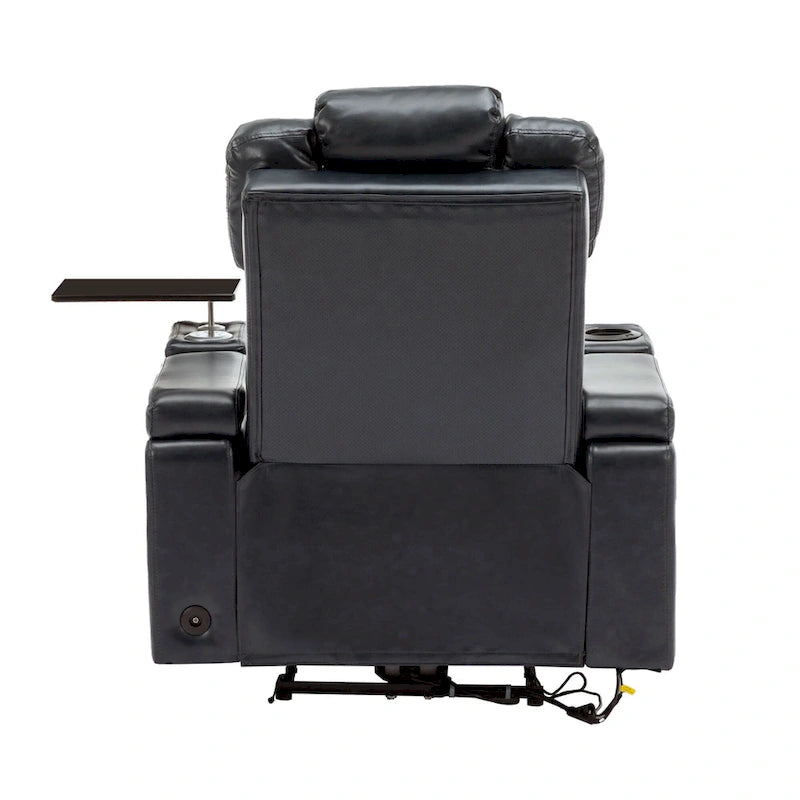 PU Leather Power Recliner Individual Seat Home Theater Recliner with Cooling Cup Holder, Bluetooth Speaker, LED Lights,USB Ports