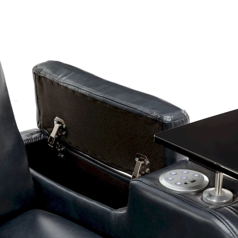 PU Leather Power Recliner Individual Seat Home Theater Recliner with Cooling Cup Holder, Bluetooth Speaker, LED Lights,USB Ports