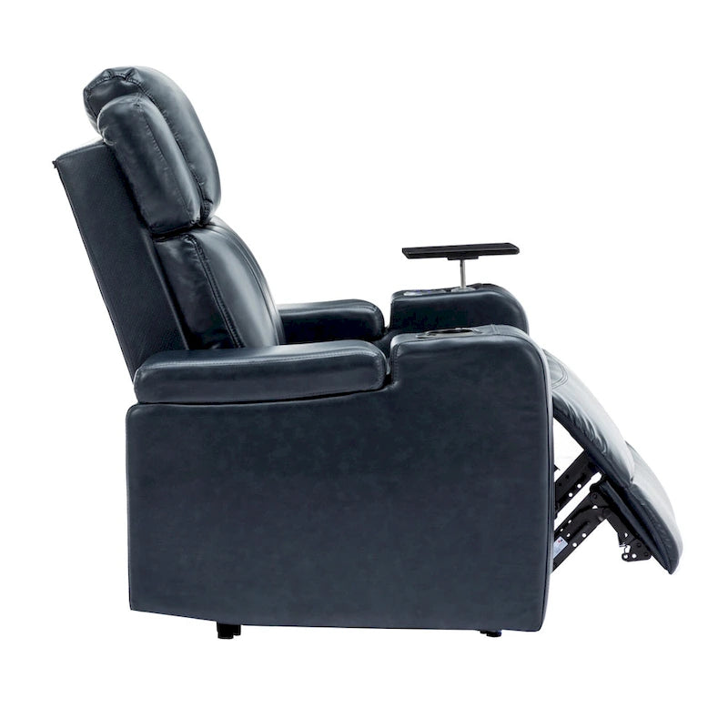 PU Leather Power Recliner Individual Seat Home Theater Recliner with Cooling Cup Holder, Bluetooth Speaker, LED Lights,USB Ports