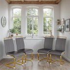 PU Leather High Back Upholstered Dining Chair w/ Metal Legs (Set of 4)