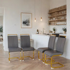 PU Leather High Back Upholstered Dining Chair w/ Metal Legs (Set of 4)